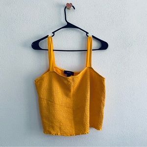 Forever 21 ruched mustard yellow crop tank top